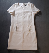Tahari Arthur S Levine White Sheath Dress Womens Size 8 Textured Zip Pockets