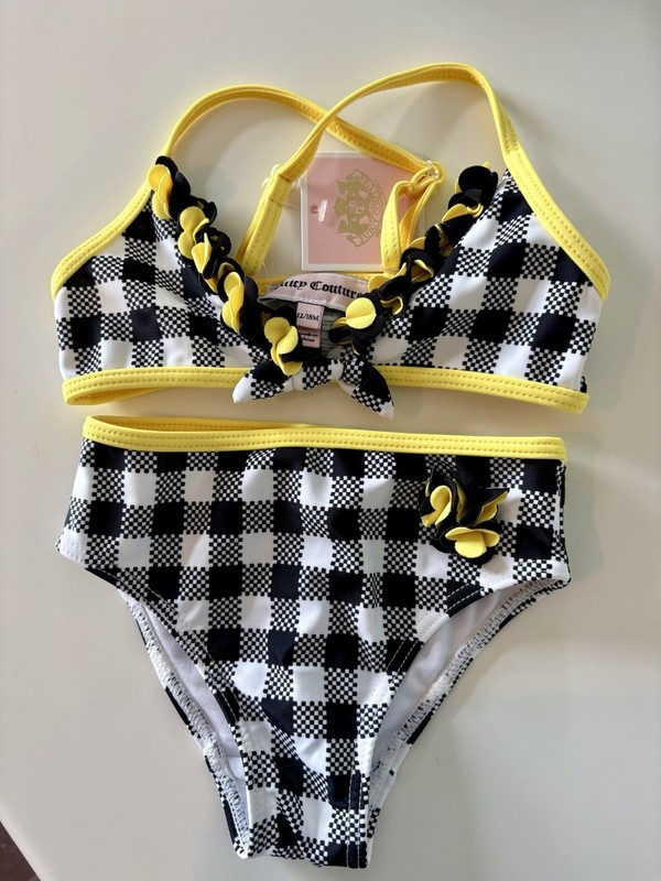 Juicy  Couture Bathing Suit Black & White Checkered Print 12-18mo Bikini NWT