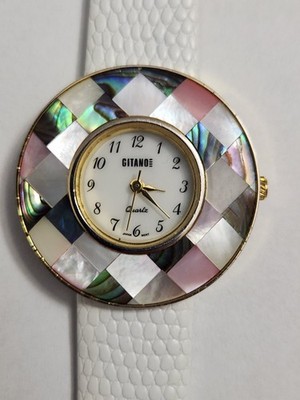 1987 Gitano Women's Quartz Multicolor Bezel Watch. New Battery 