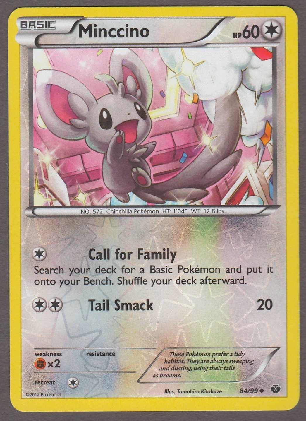 Pokemon Minccino 84/99 Next Destinies Reverse Holo Common 2012 LP