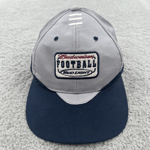 Vintage Budweiser Bud Light Football Strapback Hat 90s Beer Promo Marketing Cap