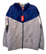 NIKE tech fleece Windrunner hoodie Size XXL GRAY BLUE Full Zip Up NEW 2XL NWT
