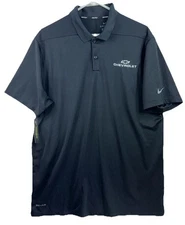 NWT Nike Golf Chevrolet Chevy Embroidered Men’s Large Dri-Fit Black Golf Polo