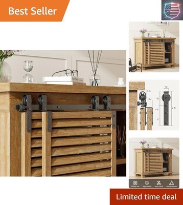 4FT Bypass Mini Sliding Barn Door Hardware Kit for 2 Doors, Super Mini Barn D...