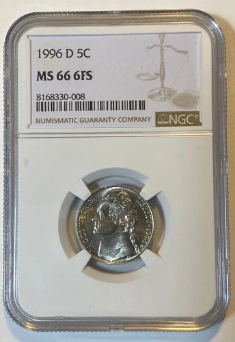 🔥 1996 D Jefferson Nickel 5C NGC MS 66 6FS 🔥