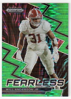 2023 Panini Prizm Draft #F-1 WILL ANDERSON JR 'FEARLESS' GREEN PULSAR RC! #d /25