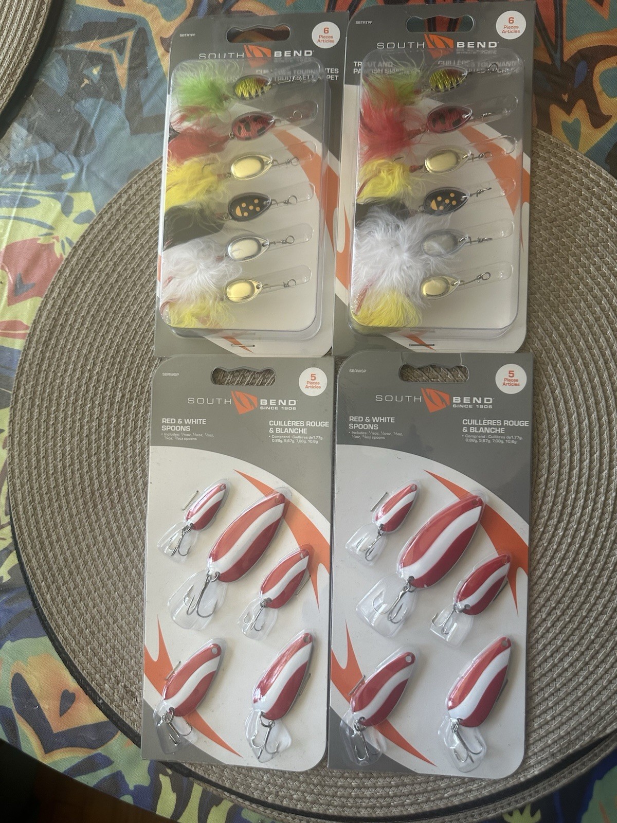 (Lot of 4)South Bend Spinner Assortments Red & White Spoons Fishing Lure Packs  - Image 2