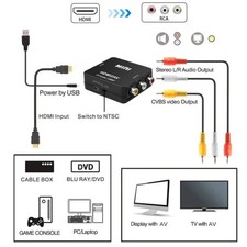 RCA AV to HDMI HD Converter Composite CVBS Audio Video Adapter Wii NES SNES