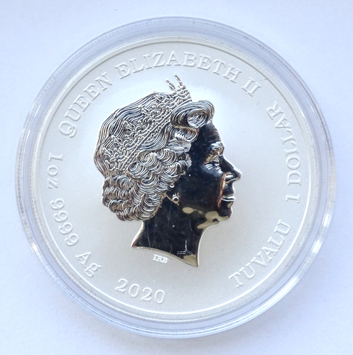 Queen Elizabeth II / 1oz 9999 Ag 2020 / TUVALU 1 Dollar / FedEx FS - Picture 1 of 10