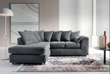 Grey Jumbo Cord Corner Sofa | L Shape Chaise | Deep Cushions | 4 Seater