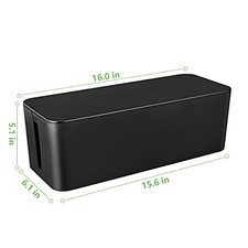 Cable Management Box, Large Cord Organizer Box to Hide Power Strip  Black