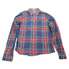 Abercrombie  Fitch Muscle Fit Button Down Shirt Men's Size L Navy Red Plaid