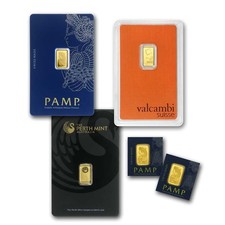 1 gram Gold Bar - Brand Name (w/Assay Card) 5340.16 per troy oz