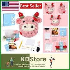 Beginner Crochet Kit for Adults  Teen - Animal, Cow, Strawberry Craft Set wi...