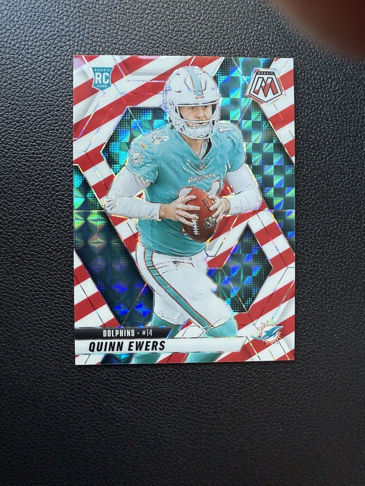 2025 Panini Mosaic Football RC Quinn Ewers Miami Dolphins #308 Rookie Card Red