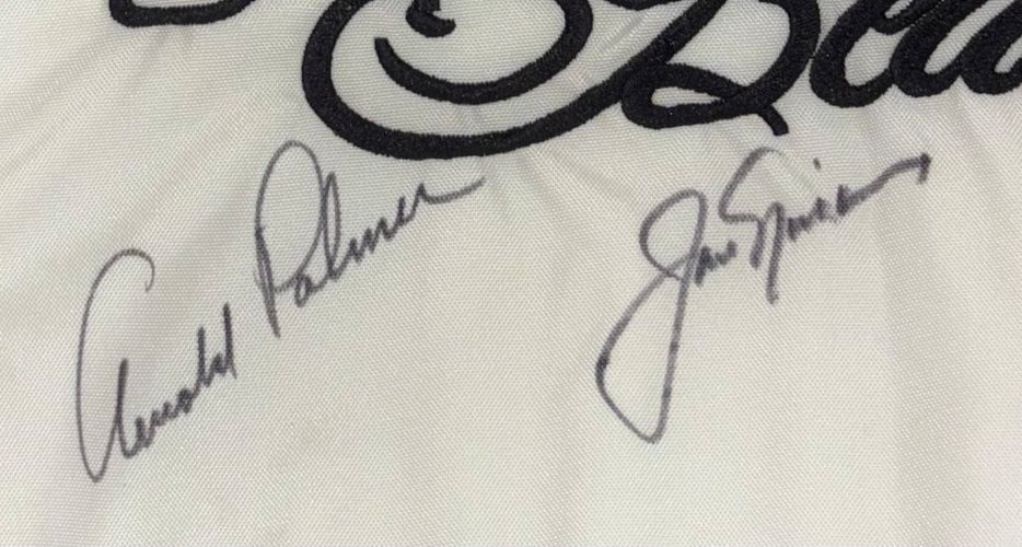 Arnold Palmer Jack Nicklaus Signed Framed King & Bear Golf Flag PSA/DNA LOA view 2