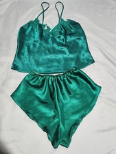 Vintage Victoria's Secret Gold Label Two Piece Sleep Set Women's Size P Emerald
