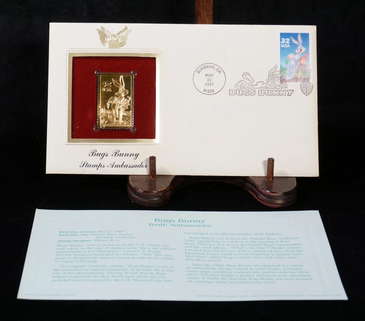22k Gold Replica Stamps In Us First Day Covers (1991-2000) for  display picture 1