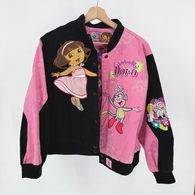 Vintage Y2K JH Design Dora the Explorer Bomber Jacket 2XL 13-14Y Nick Jr Cartoon