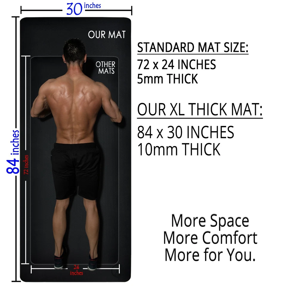 Tapete de ioga grande Tatago grosso e longo para exercícios em casa. Tapete de exercício 84x30 (1/2 pol) - Imagem 2 de 4