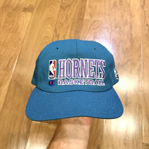 Vintage 90s NBA Charlotte Hornets Basketball Champion Snapback Hat Cap