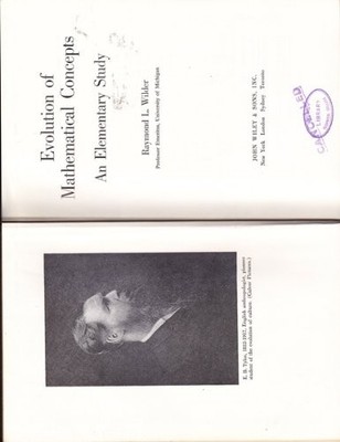 EVOLUTION OF MATHEMATICAL CONCEPTS By R L Wilder - Hardcover Excellent Condition