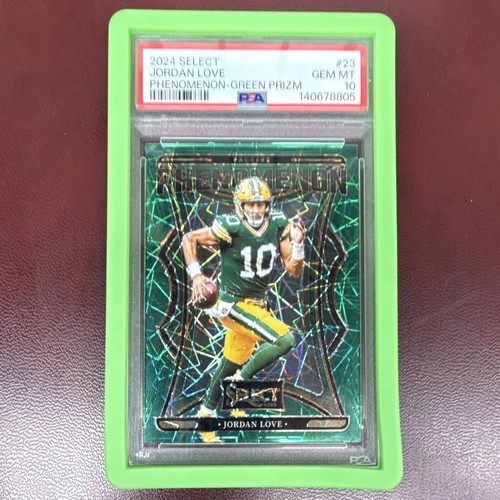 Panini 2024 Select Jordan Love Packers Phenomenon Green Prizm #23 4/5 PSA 10