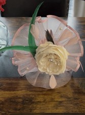 New, Custom Pink With Ivory Flower Fascinator With Attached Headband