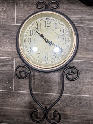 Vtg Quartz HD-1688 Sheng Bang Wrought Iron Wall Clock 20'' tall WORKS no pendulum