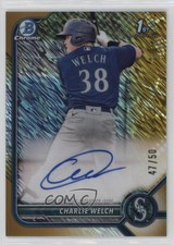 2022 Bowman Chrome Prospect Gold Shimmer Refractor 47/50 Charlie Welch Auto 1fl4
