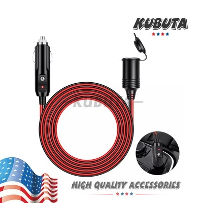 CAHUCZLHOZ 13 ft Car Cigarette Lighter Socket Extension Cord Cable Heavey Duty Adapter 12V