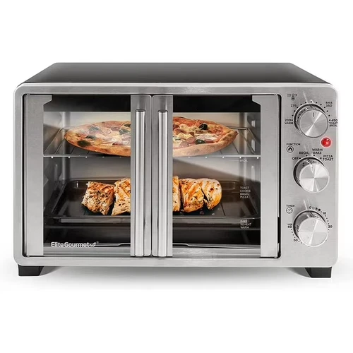 French Door Toaster Oven 1500W Countertop Bake Broil Toast Pizza Crumb Tray New