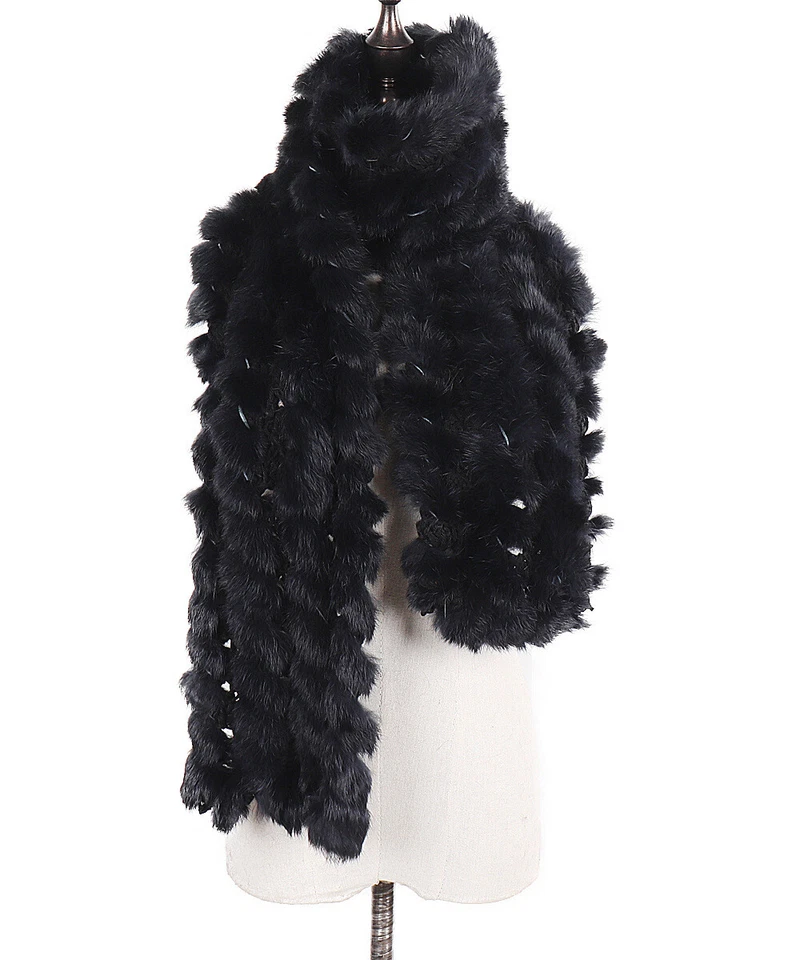 New Winter Warm Fur 100% Real Rex Rabbit Fur Collar Scarf Shawl Neck Warmer  - Image 4 of 4