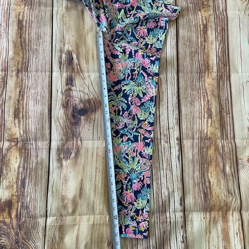 Lilly Pulitzer Girls XL 12-14 Leggings Floral Palm Tree Bright Pink Cotton - Picture 7 of 7