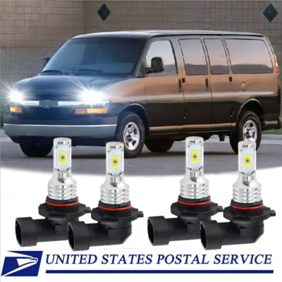 Combo LED Headlight Bulbs for Chevy Express 2500 3500 1996-2020 High Low Beam AA