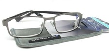 Foster Grant Ti-Tech Stainless Stl Reading Glasses w. Case TI104 GUN Chs Diopter