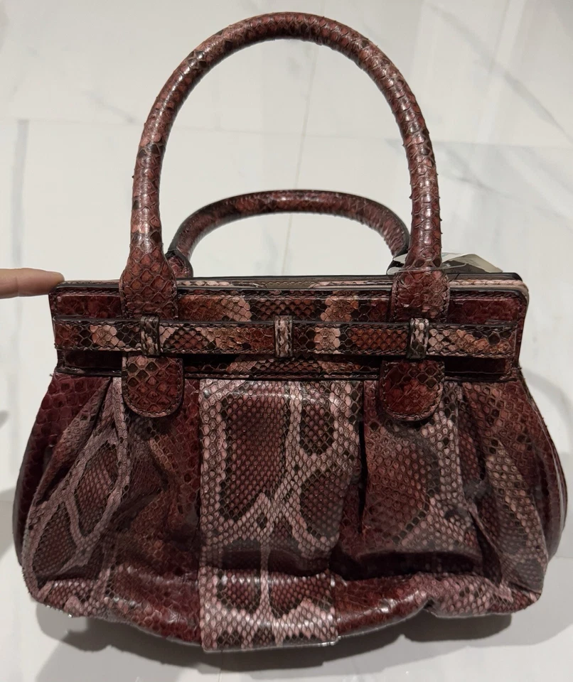 Bolso de Mano Zagliani Grande Pitón Jirafa Hinchado Nuevo Nunca Usado Con Etiquetas Foto 3 de 4