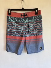 O Neill surf brand surfing board shorts boy s size 14, blue red striped design