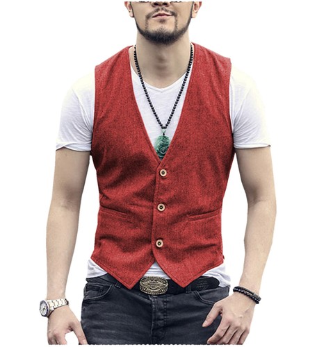 Mens Linen Vest Summer Retro Vintage Cowboy Casual Formal Wedding Vests 42 44 46 - Picture 18 of 25