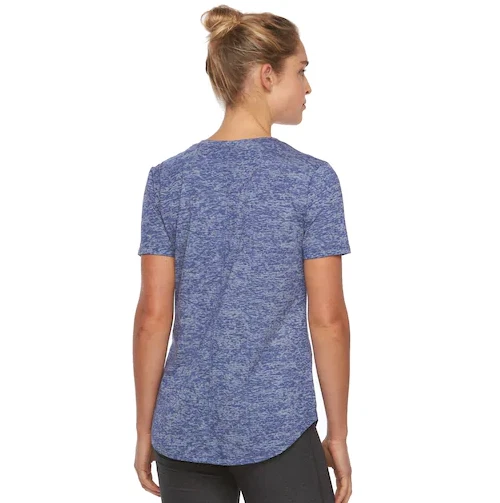 Camiseta de yoga Tek Gear Easy con cuello en V - Tallas: M, L - Negra, blanca, púrpura Burnout Foto 2 de 3