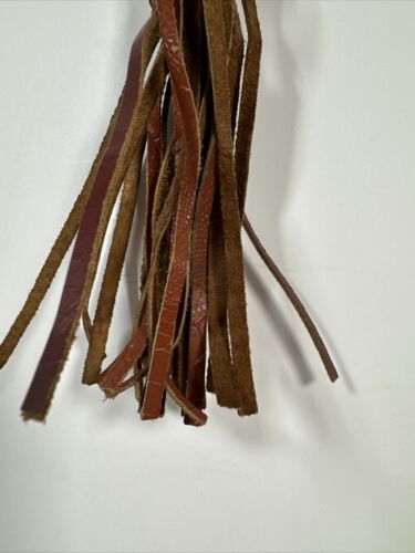 Vintage Colorful Leather Small Machete Sheath Tribal Fringe Braided 9” X 1.5” - Picture 5 of 8