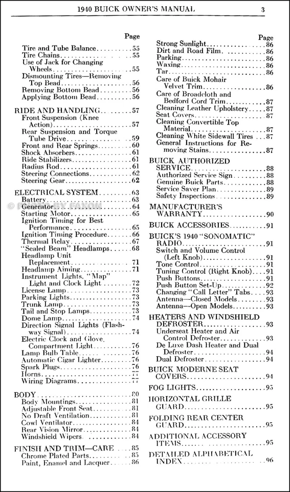 Buick 1940 Manual del Propietario 40 Especial Limited Century Super Roadmaster Guía del Propietario Foto 3 de 3