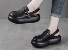 Fashion Women's Buckle Strap Slingback Round Toe Leather Sandals Shoes size