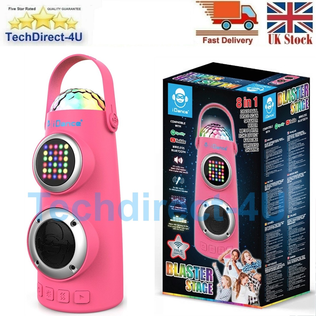 iDance Speaker Karaoke, Bluetooth, Rechargeable, Disco Ball, Mixer