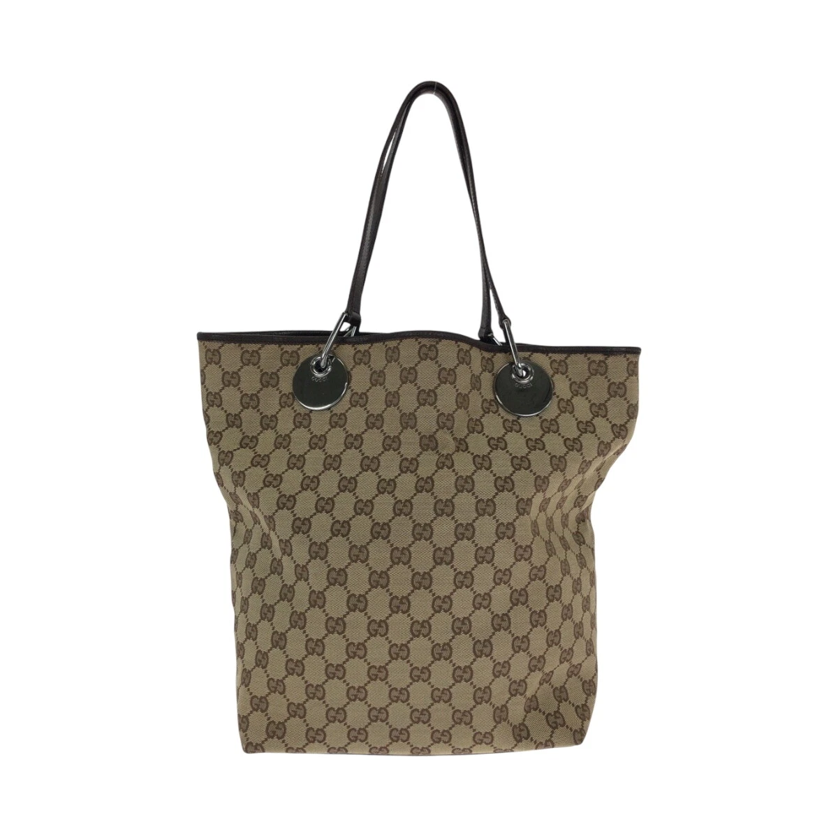 Sac fourre tout GUCCI 120836 sac bandoulière beige marron argent matériel GG toile GG