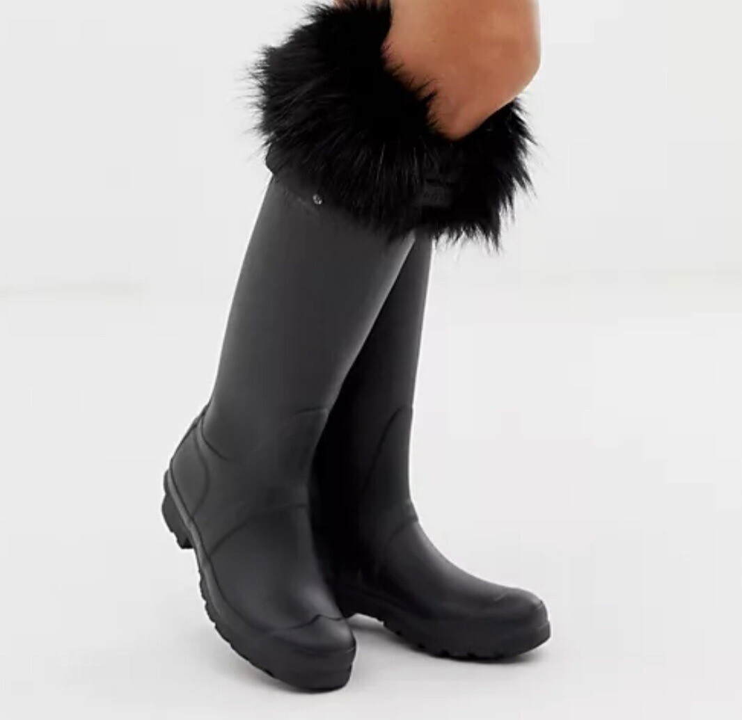 Hunter Faux Fur Cuff Tall Boot Socks 