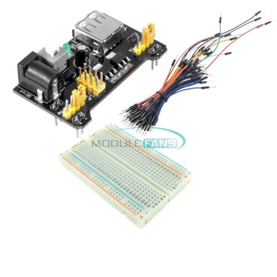 MB102 400 Point Solderless PCB Breadboard Power Supply Module Jump Wires Kit Set
