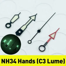 NH34 Black GMT Watch Hands NH34A Super C3 Lume SKX SSK MOD 24 Hours