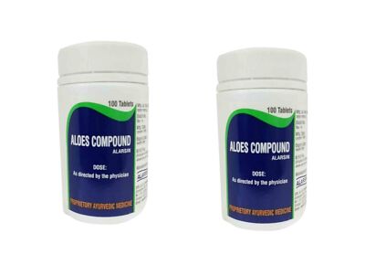 (Pack of 2) Alarsin Aloes Compound (100 Tablets Each), 100% Ayurvedic Formula