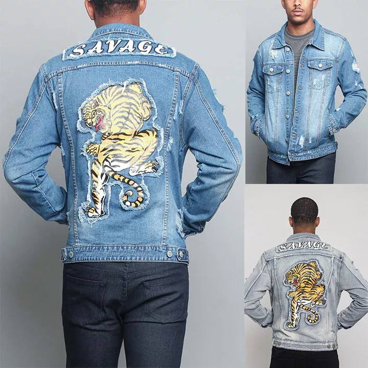 Tiger denim jacket best sale mens
